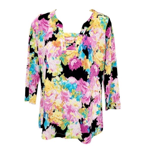 2/$20 Y2K Black & Purple Top Blouse Size: M - Picture 1 of 5